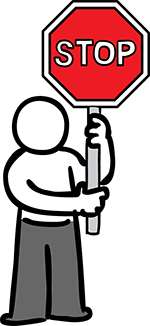 Person holding stop sign