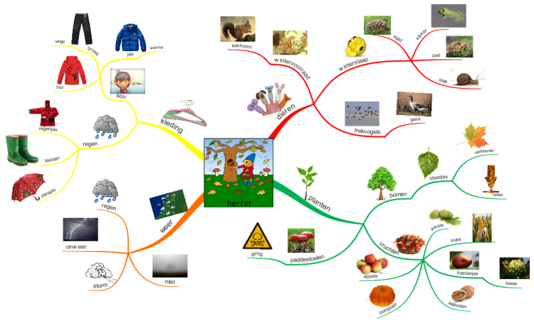 Mind mapping with preschoolers / mindmappen met kleuters: herfstmindmap