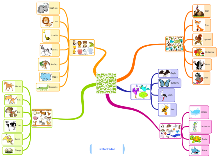 the animals for kids: iMindMap mind map template | Biggerplate