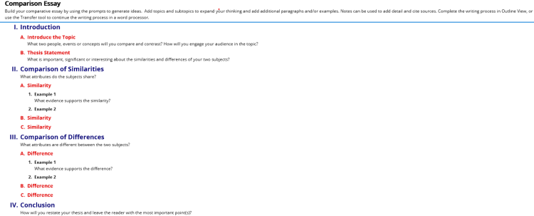 Comparison Essay Template